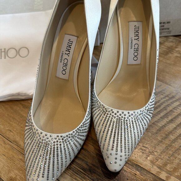 Jimmy Choo Romy Ivory Shooting Crystals on Satin - Picture 2 of 12